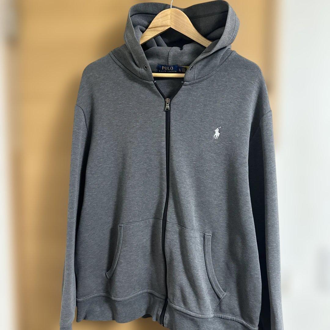 ラルフローレン　ボンディング ジップパーカー　グレー　国内正規品 Polo Ralph Lauren Logo Zip Up Sweat Hoodie 灰 XL ポロラルフ