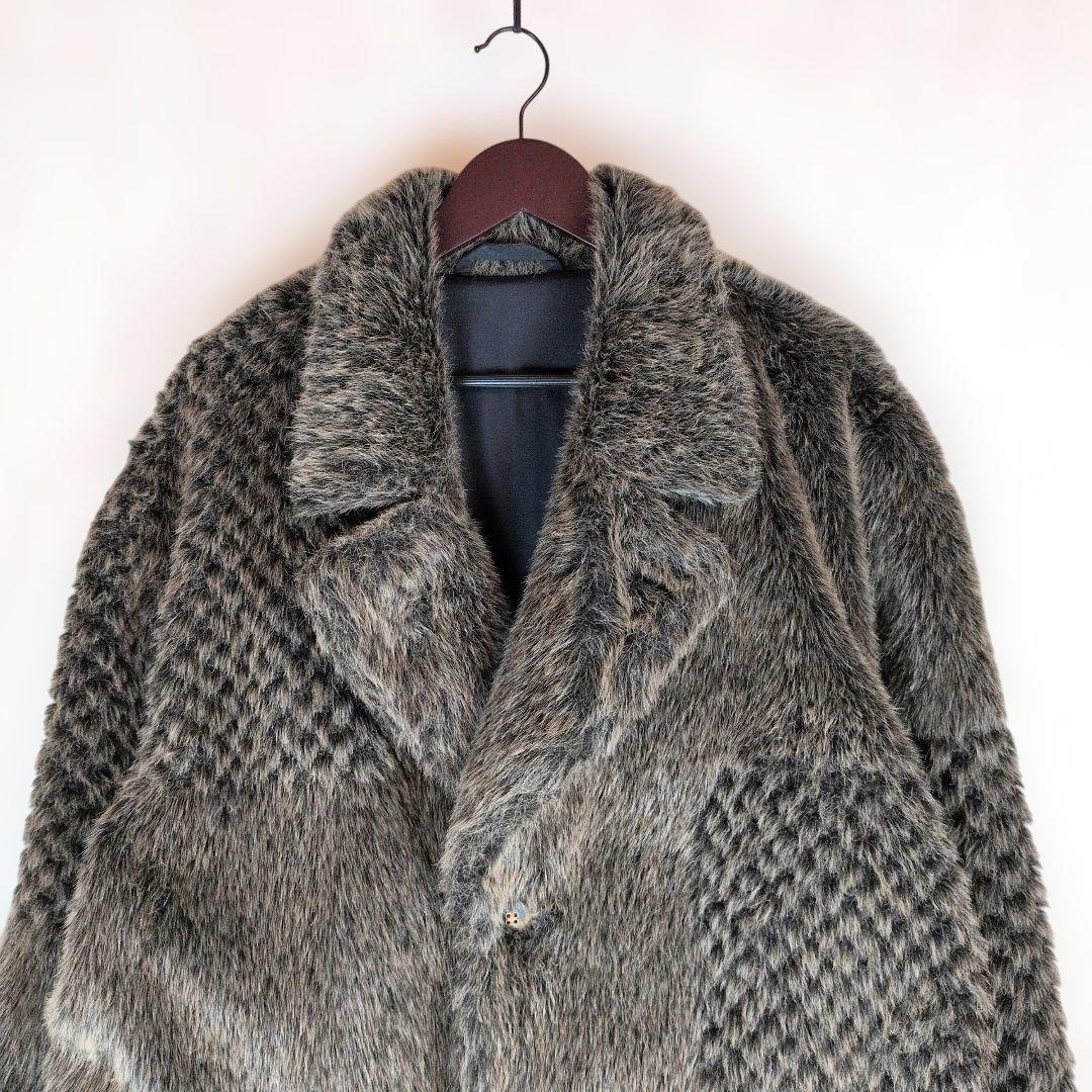 スーペリア フェイクファー チェスターコート グレー 大きいサイズ 50