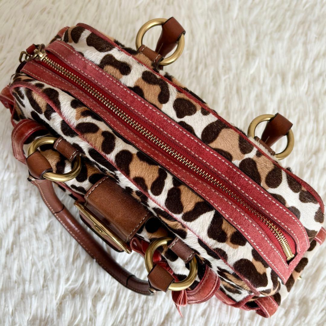 希少✨COACH コーチ ハラコ スエード レザー レオパード 豹柄 ピンク