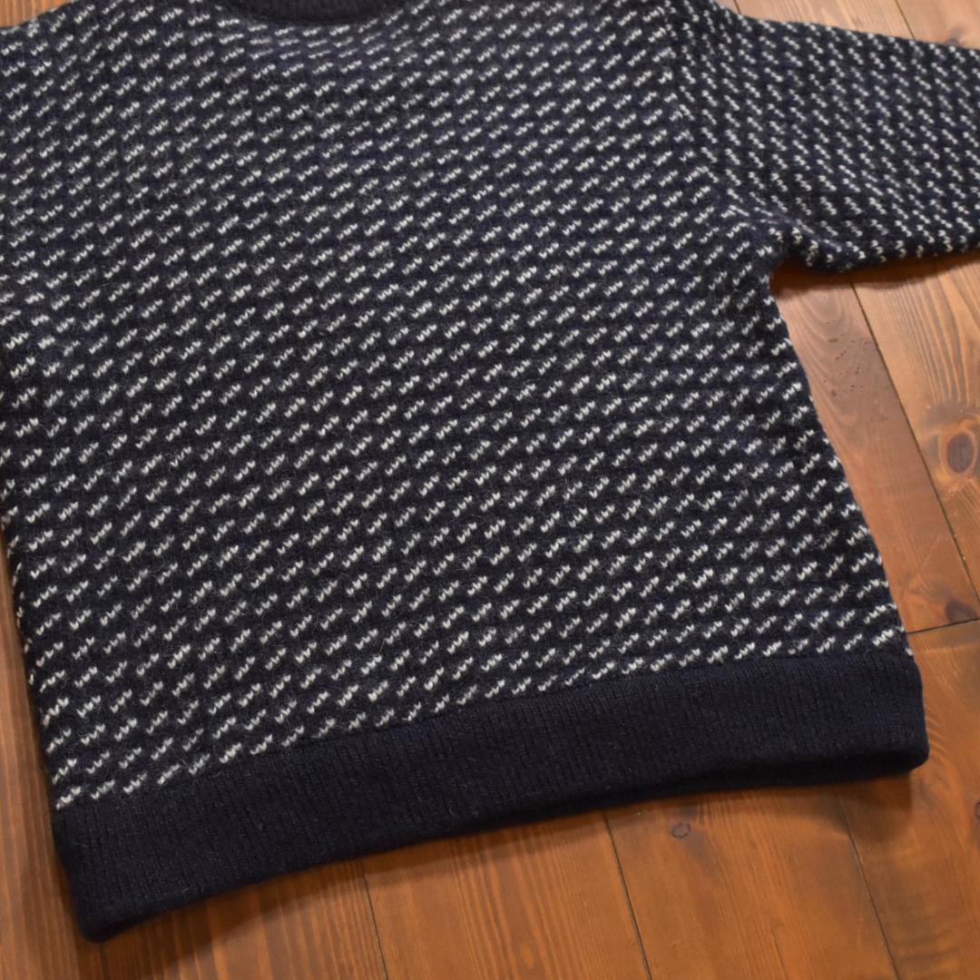 L.L.Bean バーズアイニットセーター クルーネック ネイビー ホワイト