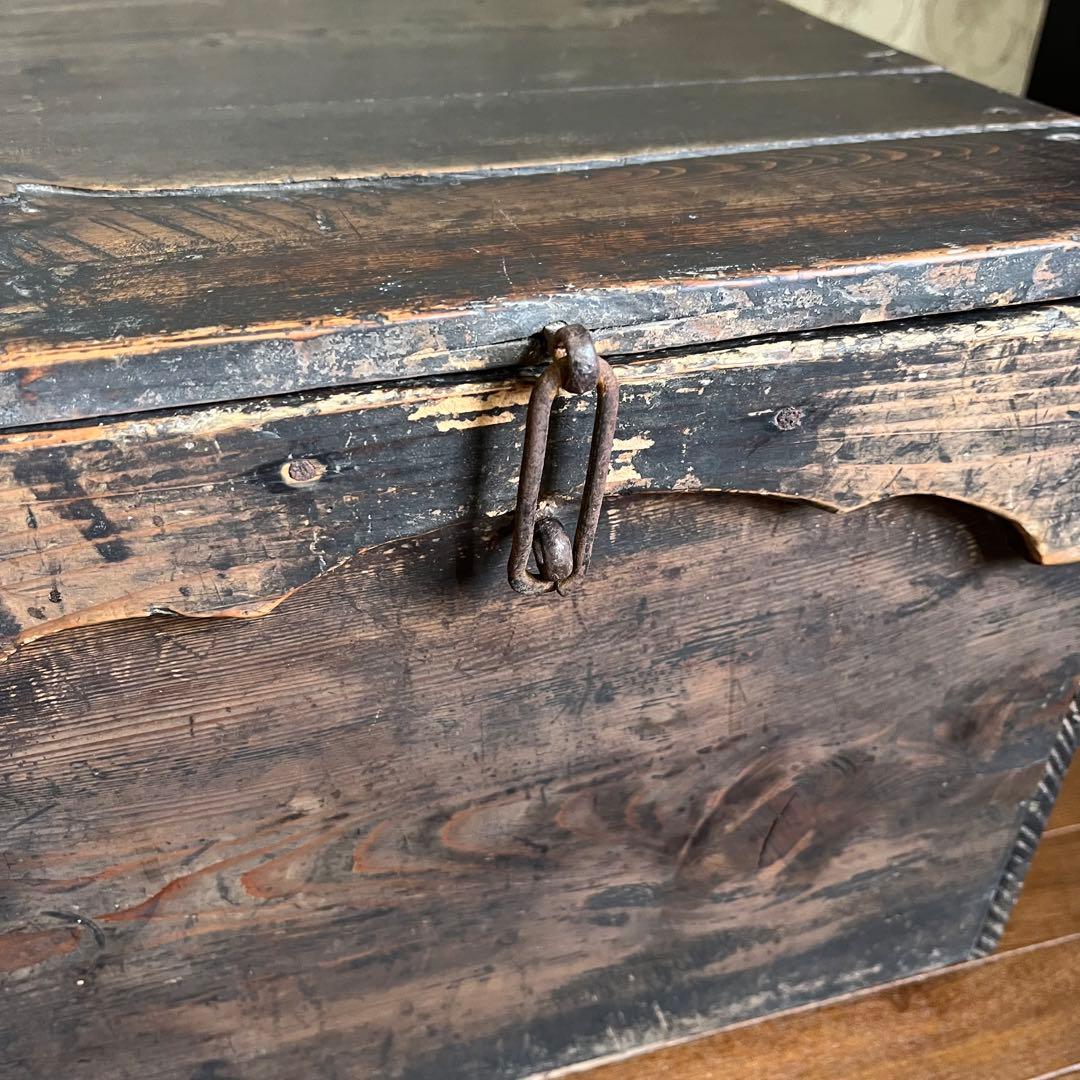 アンティーク】味のある古い木箱 道具箱 工具箱 ベンチ 古木 古道具 古