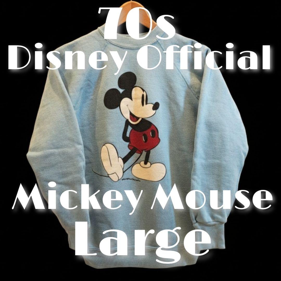 W*ス様 70s スウェット ディズニー ミッキー 白足 水色 ビンテージ 脇
