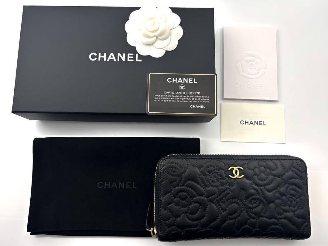 超極美品✨】シャネル 長財布 カメリア No.5 ラウンドジップ 黒