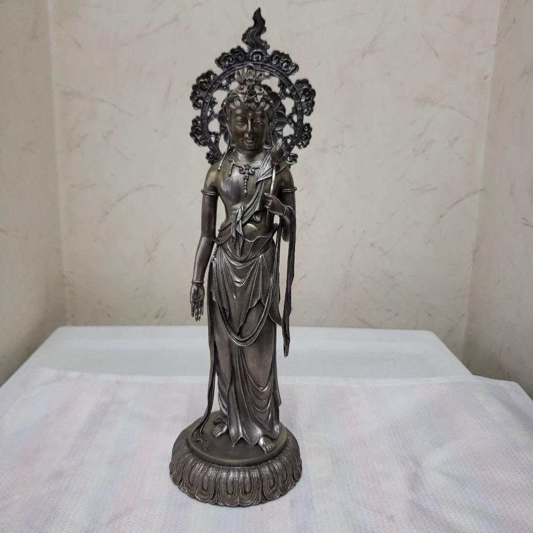 Bフライデー銀925 約2,2kg高村光雲作 聖観音菩薩像7.5寸高さ約33cm
