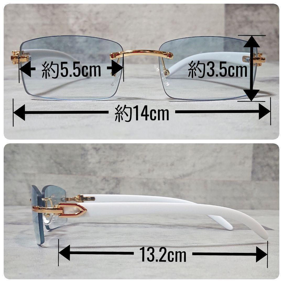 リムレス□サングラス□Y2K□ライトブルー□グラデーション□未使用品