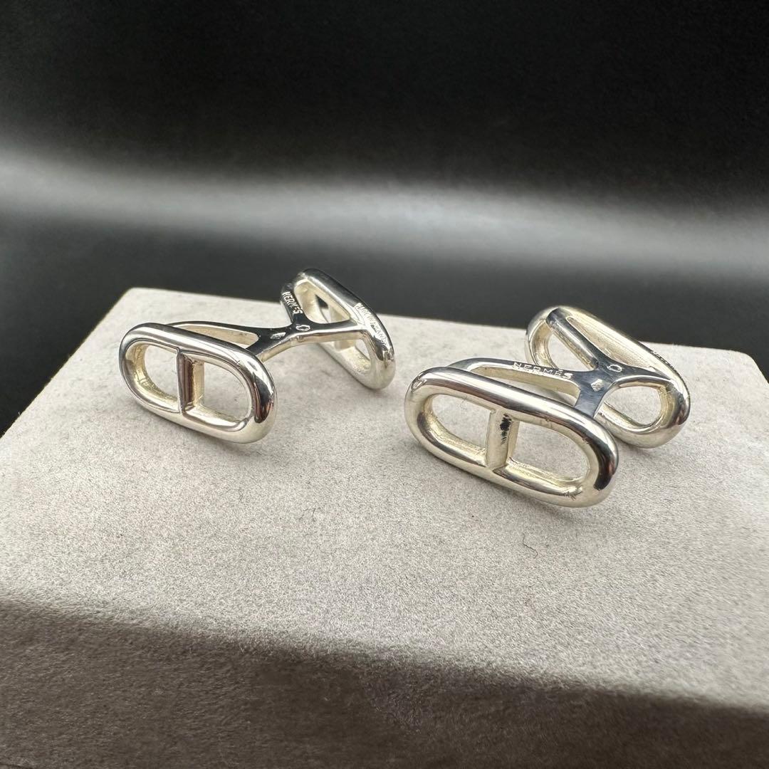 極美品✨ ヴィンテージエルメス HERMES シェーヌダンクル カフス 055