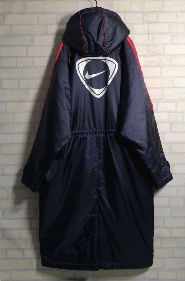 ナイキ☆鹿島アントラーズ 刺繍 ワッペン 裏ボア ベンチコート 紺 L