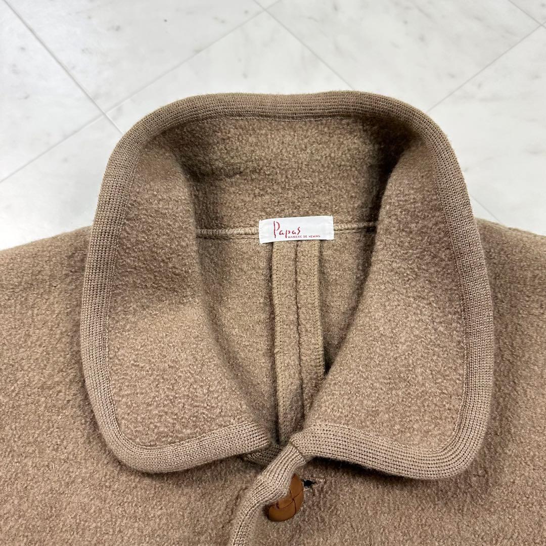 papas パパス【XL相当】ウールハーフコート ベージュ 胡桃ボタンの通販