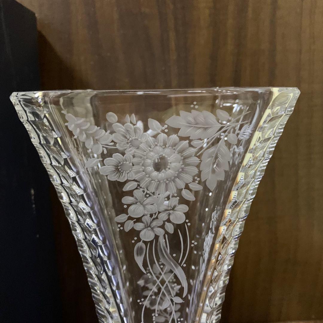 マイセン クリスタルガラス フラワーベース 花瓶 箱付 25cm