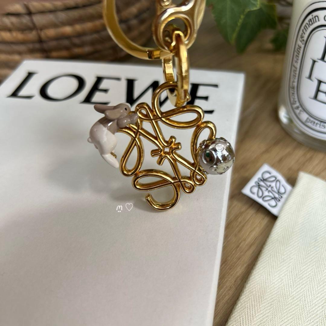 LOEWEロエベ スナフジタ うさぎアナグラムチャーム キーリングホルダー