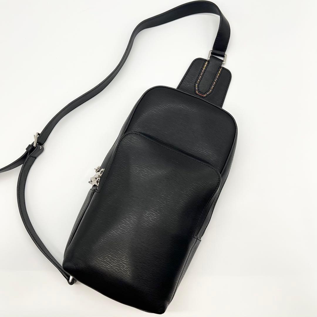 現行✨ポールスミス　ボディバッグ　オールレザー　ブラック　マルチストライプ　美品 vectorpremium_167-102507230053