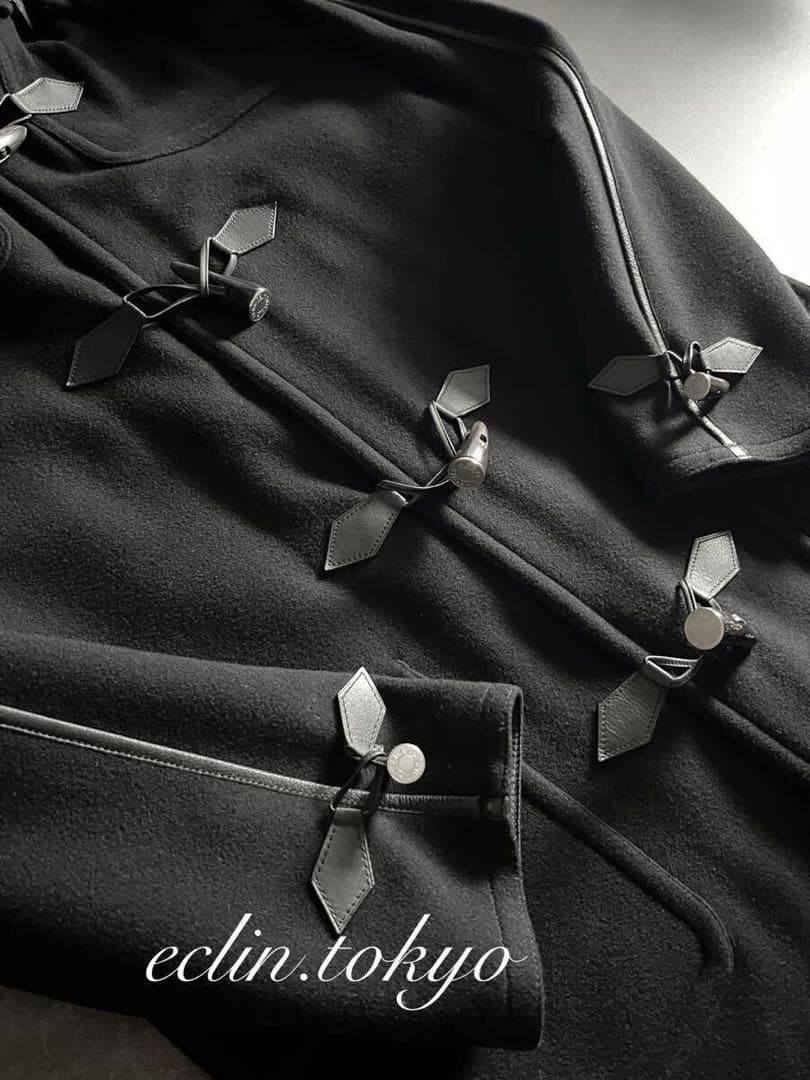 HERMES カシミヤ混【水牛トグル&セリエボタン】ダッフルコート E4596