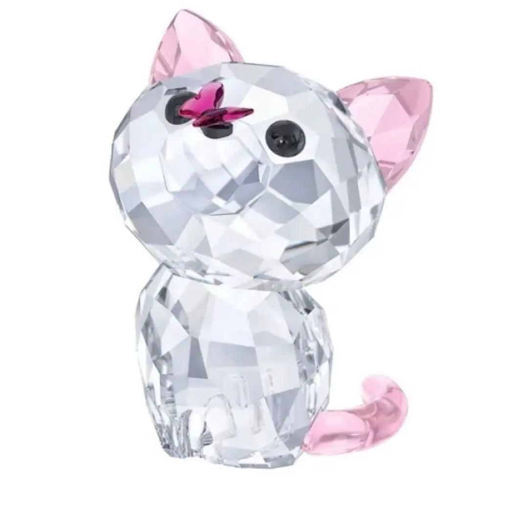 スワロフスキー クリスタル オブジェ♡アメリカンショートヘア×ちょうちょ SWAROVSKI（スワロフスキー） クリスタル 蝶 置物 フィギュア