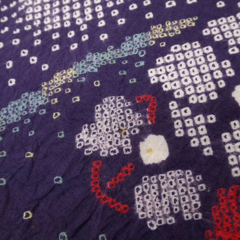 《手しぼり＊浴衣反物■蝶に花模様■紫色◆木綿■お仕立可♪夏着物■反24-143》