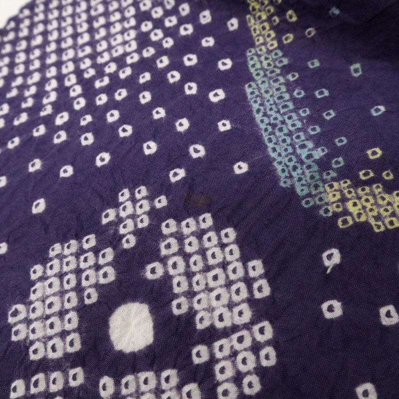 《手しぼり＊浴衣反物■蝶に花模様■紫色◆木綿■お仕立可♪夏着物■反24-143》