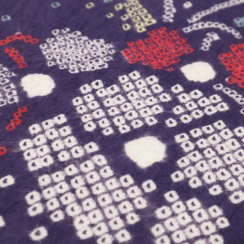 《手しぼり＊浴衣反物■蝶に花模様■紫色◆木綿■お仕立可♪夏着物■反24-143》
