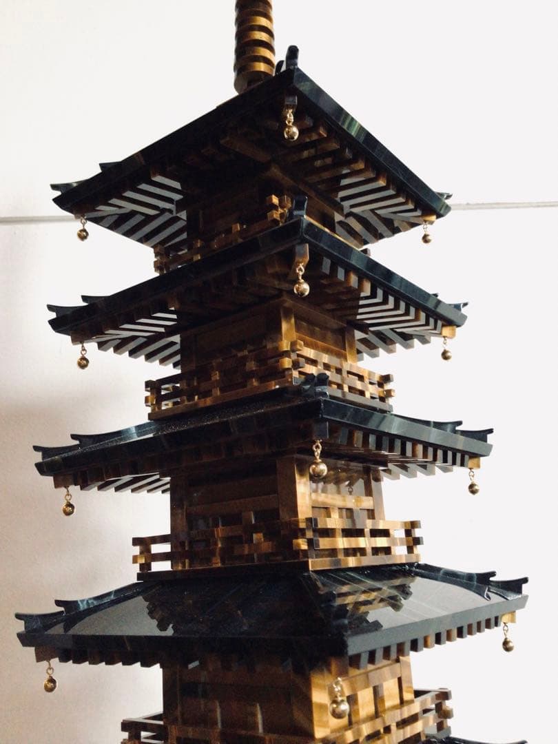 ◉伝統工芸士 小澤朗雲◉甲州水晶貴石細工・五重塔・虎目石・純金K18