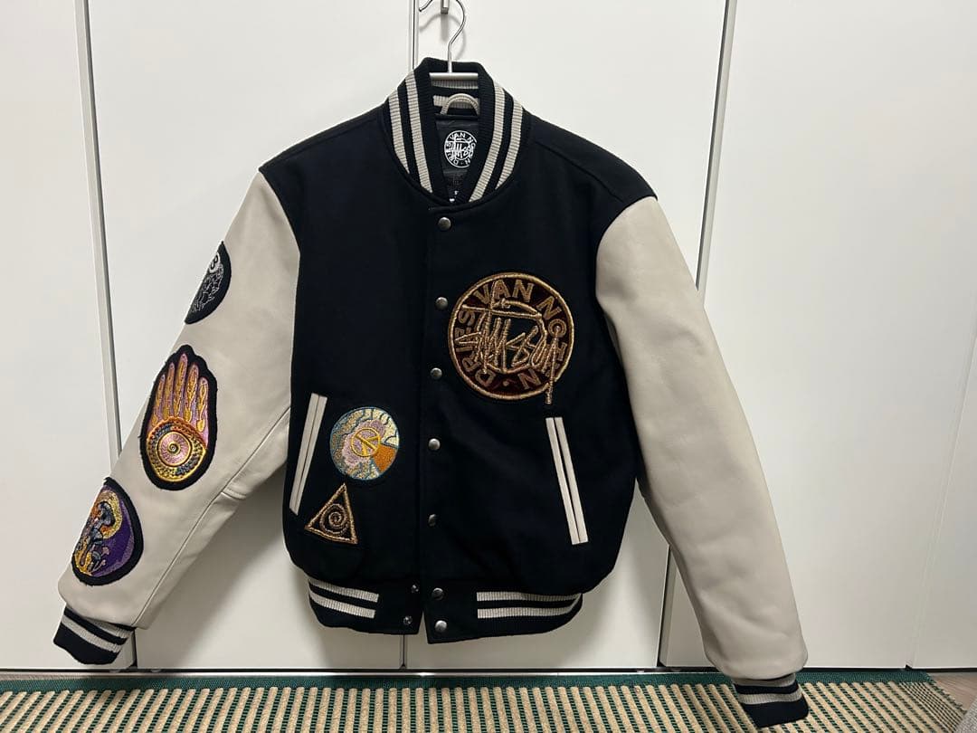 stussy dries van noten スタジャン 送料・関税込☆Stussy☆x Dries Van Noten Varsity Jacket Black