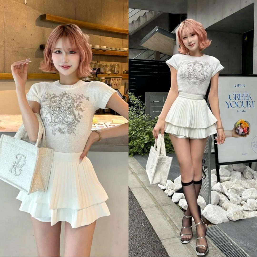 Darich《ダーリッチ》ナロープリーツティアードミニスカート WHT_Ｓ