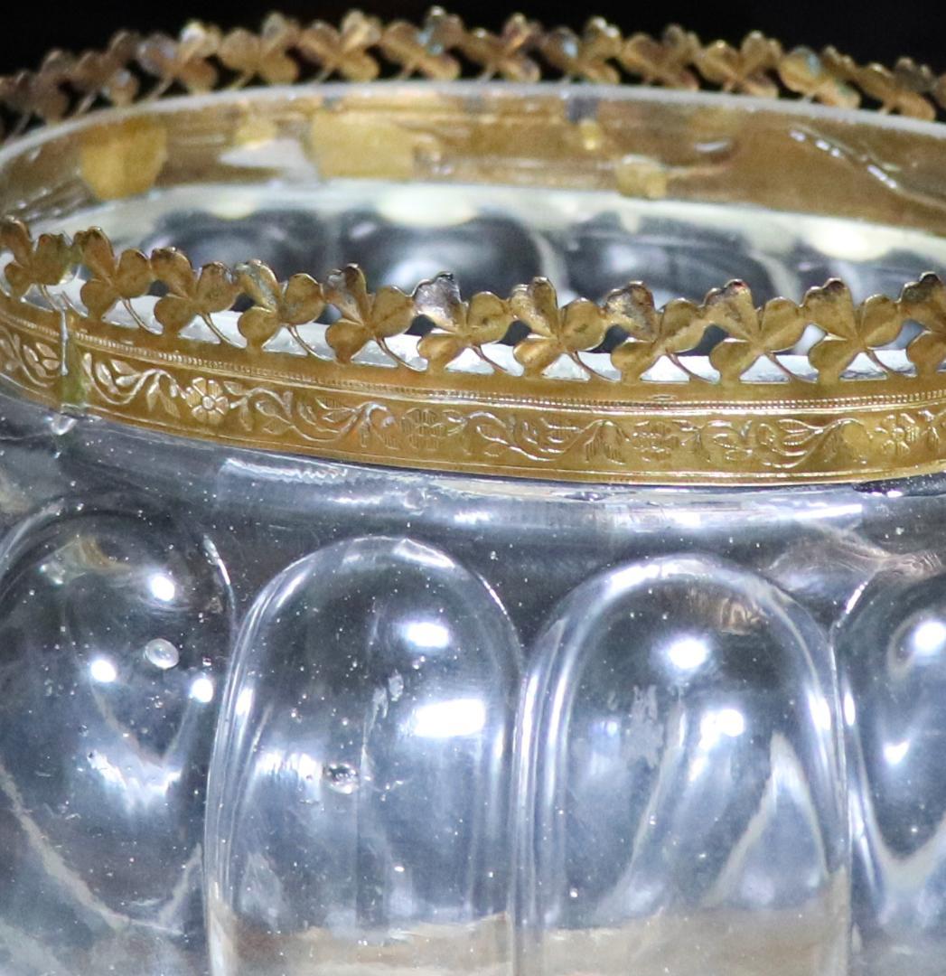 オールド・バカラ 1880年 ブロンズ装飾大型鉢 センターピース 小物入れ
