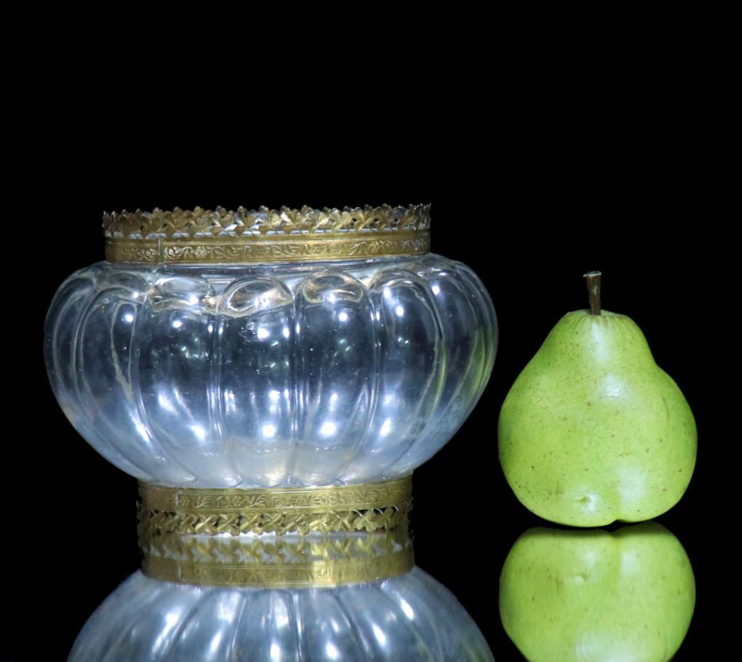 オールド・バカラ 1880年 ブロンズ装飾大型鉢 センターピース 小物入れ