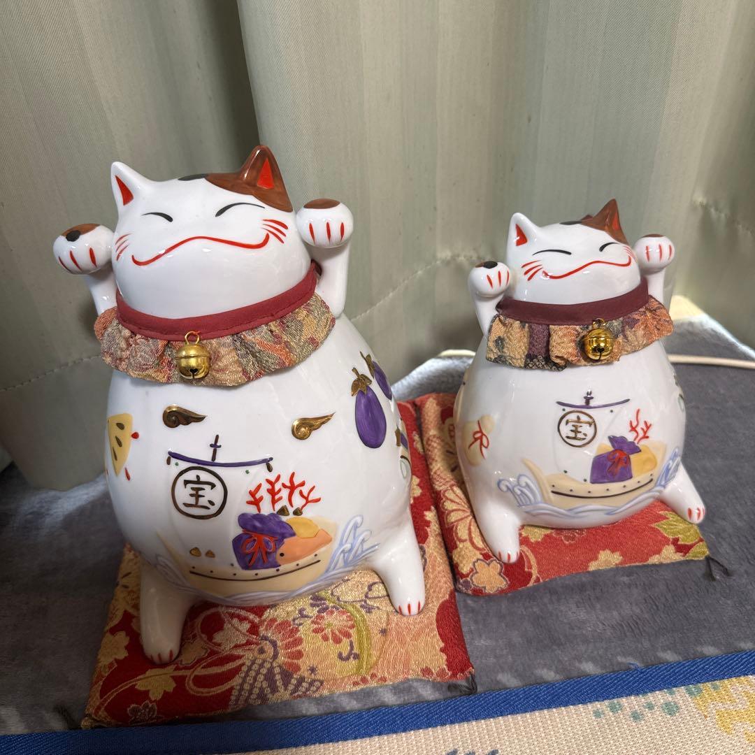 ④猫舎道楽堂　ねこや　招き猫　鈴付き　茶色　宝船　2個セット　貯金箱 61TEJdMyLbL._AC_UF350,
