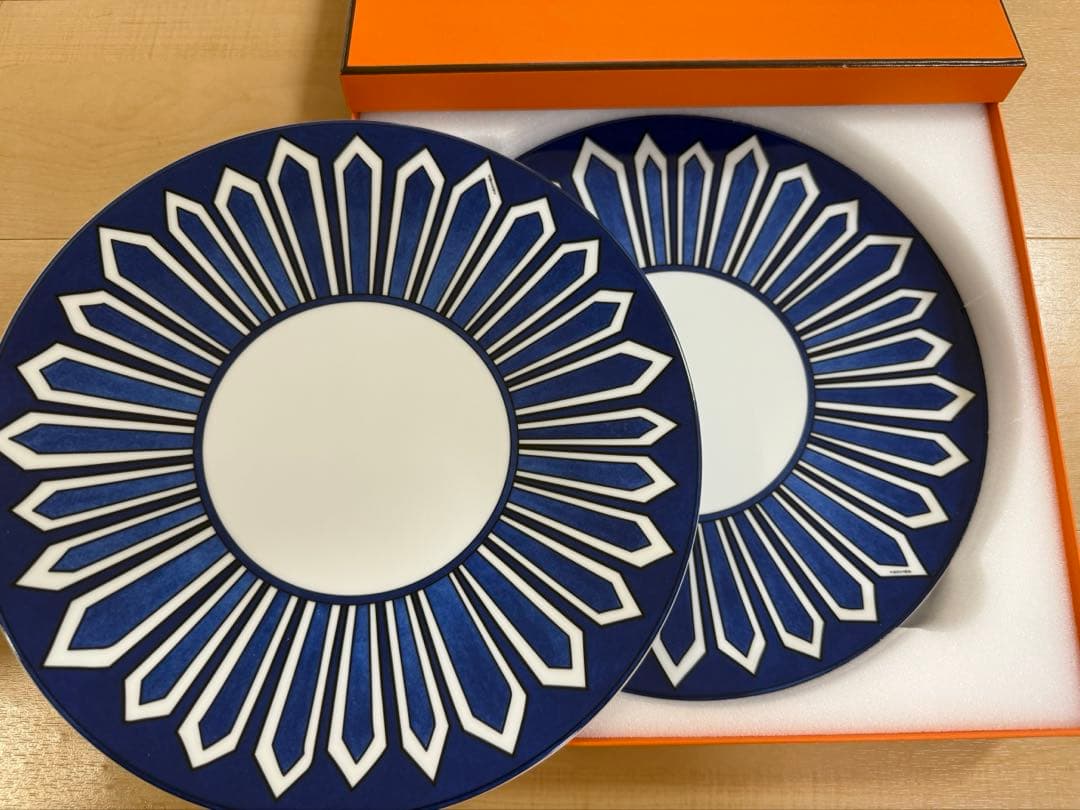 HERMES アメリカンディナープレート2枚セット　ブルーダイユール HERMES エルメス ディナープレート ブルー ダイユール 27cm 単品 名
