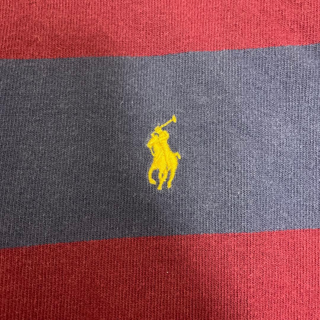 ラルフローレン 刺繍ロゴ 太ボーダー 長袖 ラガーシャツ XL 4991