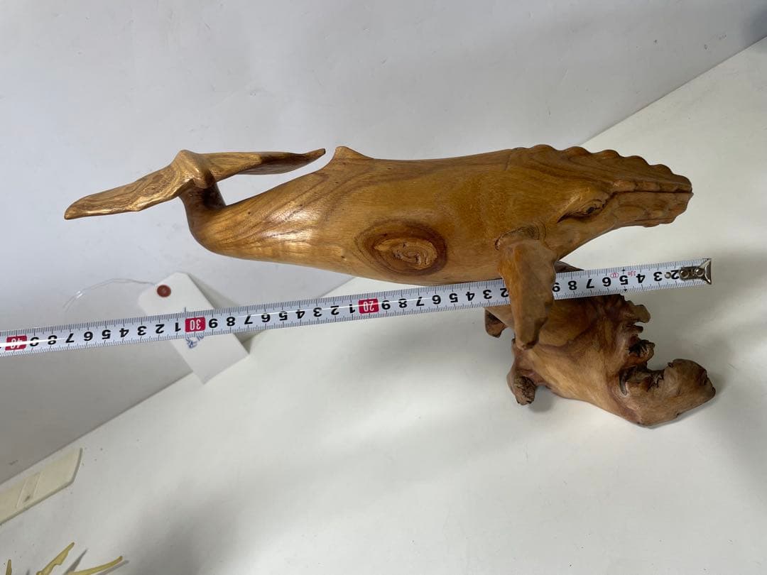 流木工芸 木彫クジラ Whale 彫刻置物《ハンドメイド・一点物・現状品》