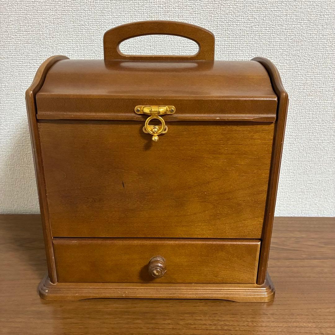 美品 Rosier ロジエ 木製 裁縫箱 メイクボックス 高島屋 ソーイング