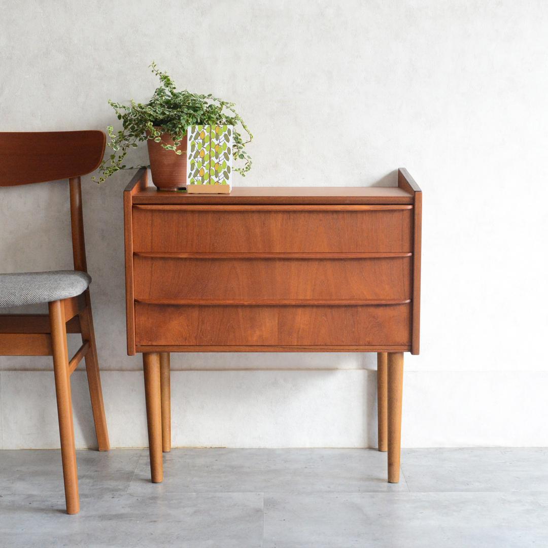 デンマーク 北欧ヴィンテージ チーク 3段 チェスト サイドチェスト