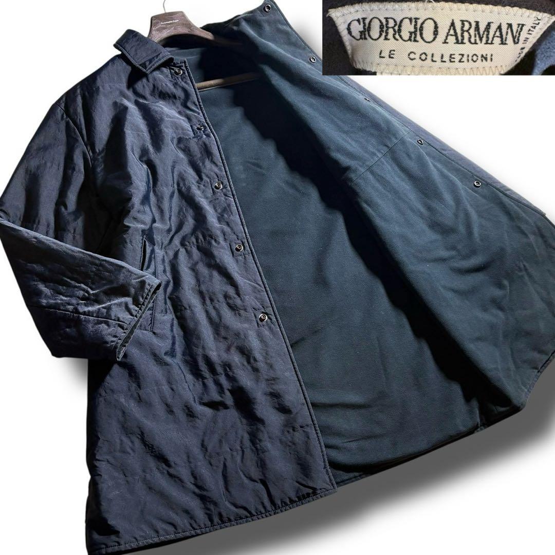 美品/希少XL！ジョルジオアルマーニ メンズ チェスターコート ロングコート 黒 ジョルジオ アルマーニ ダブル ロング チェスター コート 黒 48 XL程