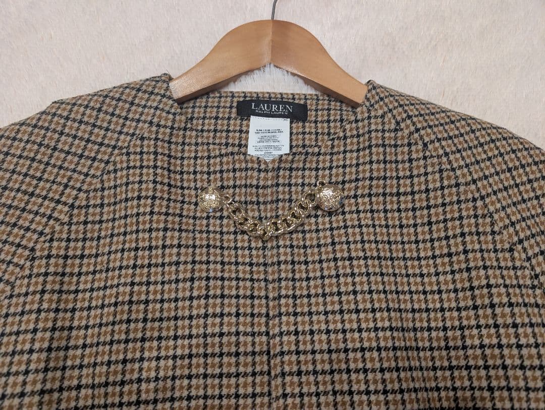 ローレンラルフローレン ケープコート ポンチョ 千鳥柄 グレンチェック
