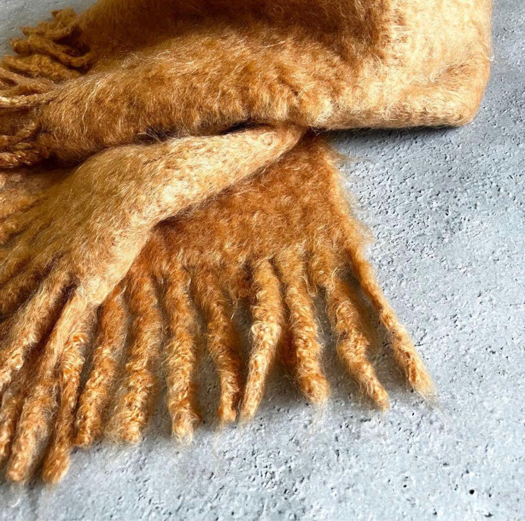 【あめ】ASAUCE MELER／フリンジ 大判ストール《オレンジ》