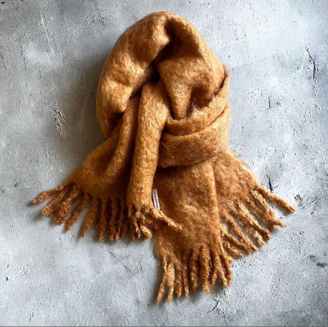 【あめ】ASAUCE MELER／フリンジ 大判ストール《オレンジ》