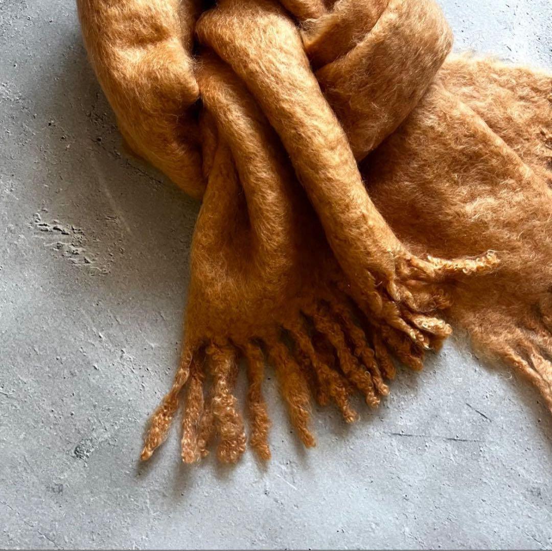 【あめ】ASAUCE MELER／フリンジ 大判ストール《オレンジ》