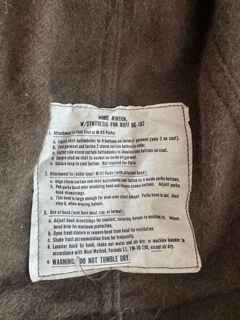 80's U.S.ARMY M-65 フィッシュテールパーカ　フルセット