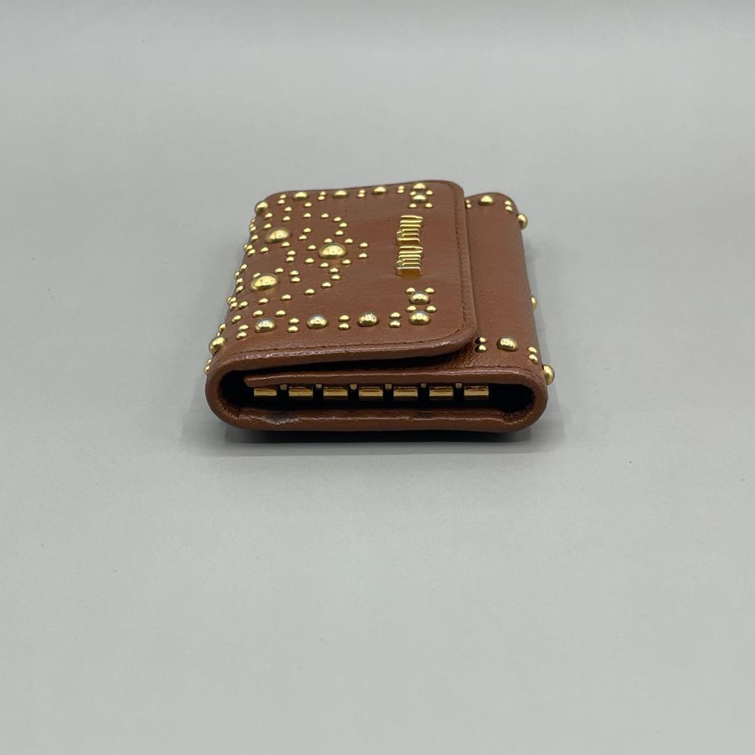 Miu Miu leather studs key case