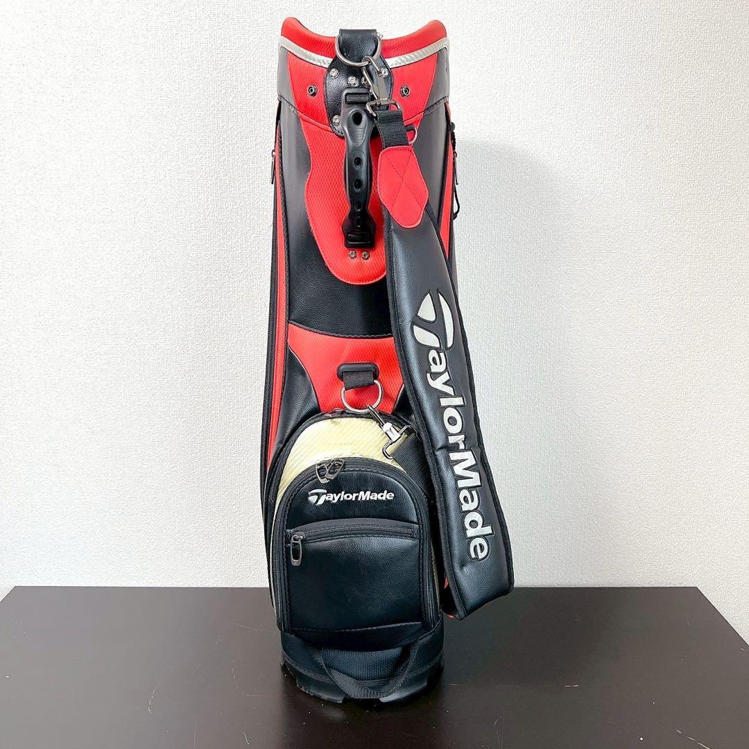 美品 テーラーメイド キャディバッグ 9型 黒×赤 ゴルフ フードカバー 5分割
