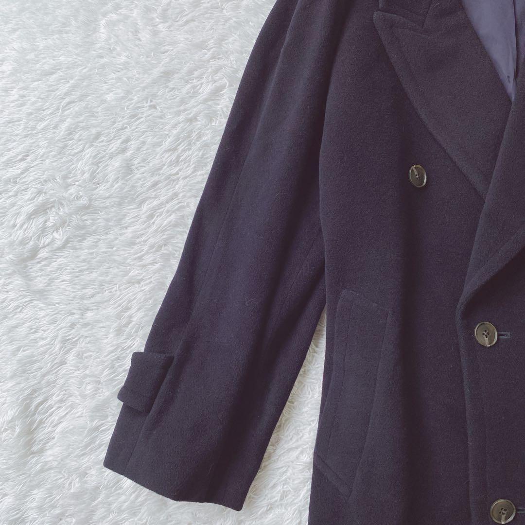 LANVIN ランバン ダブルブレスト チェスターコート 紺 - メルカリ