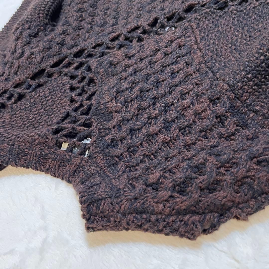 Jieda ジエダ Mix Cable Knit ウール ブラウン シアー ファッション