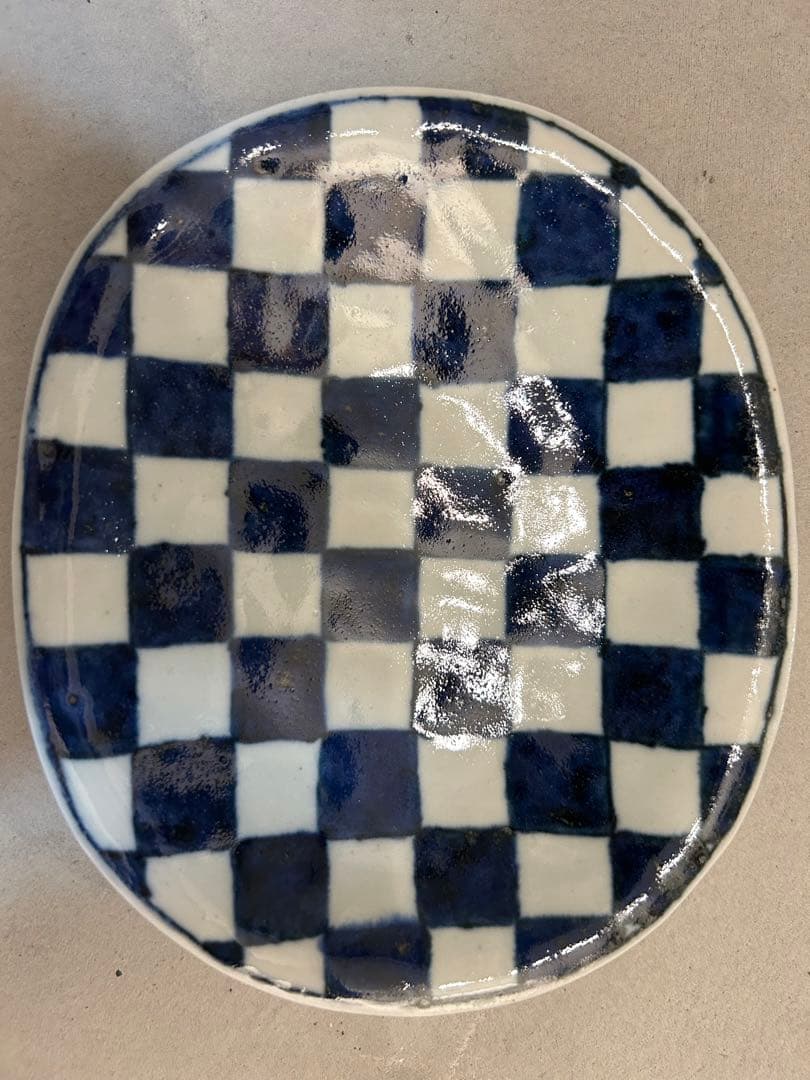 美品 未使用 村田森さん 染付市松角丸皿 染付地紋 八角盛皿 市松 | 白山陶器直営オンラインストア