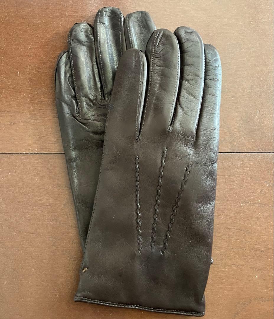 sermoneta glovesスエード本革　茶色手袋（内側カシミア） sermoneta glovesスエード本革 茶色手袋（内側カシミア）