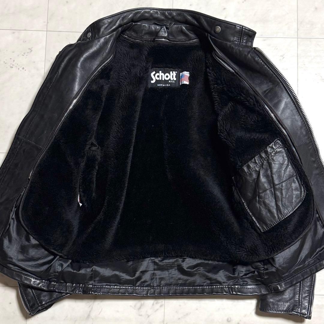 Schott 2way シングルライダースジャケット ボアライナー付き 38