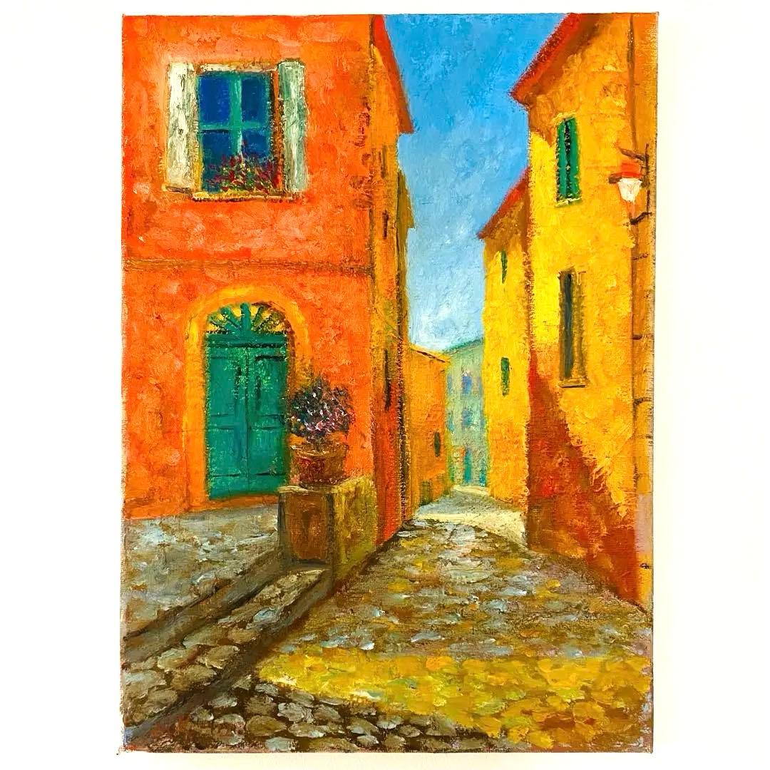 フランスの街並 F4 油彩画 風景画 絵画 フランスの街並 F4 キャンバス 油彩画 風景画 絵画 フランスの街並 F4