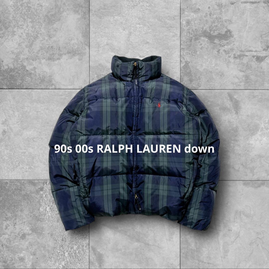 90s 00s ラルフローレン ダウンジャケット ブラックウォッチ ヌプシ 短丈 90's Ralph Lauren Sports Down Jacket Blackwatch 11 / ラルフ