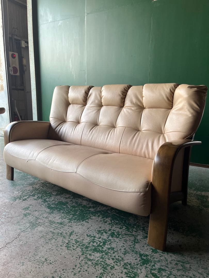 カリモク トリプルソファー インテリア アンティーク 3P レザー 家具 カリモク家具（KARIMOKU FURNITURE） カリモク ソファ 3人掛け