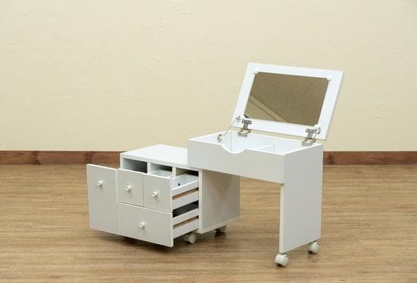 《新品・送料無料》スライド式コスメワゴン　DBR/WH