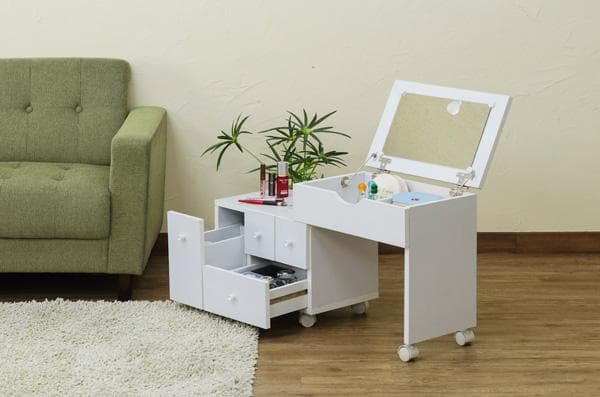 《新品・送料無料》スライド式コスメワゴン　DBR/WH