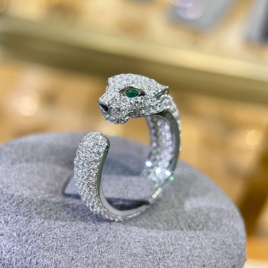 【S925純銀】ラボグロウン・ハイカーボンダイヤ レオパードリング／5.72ct
